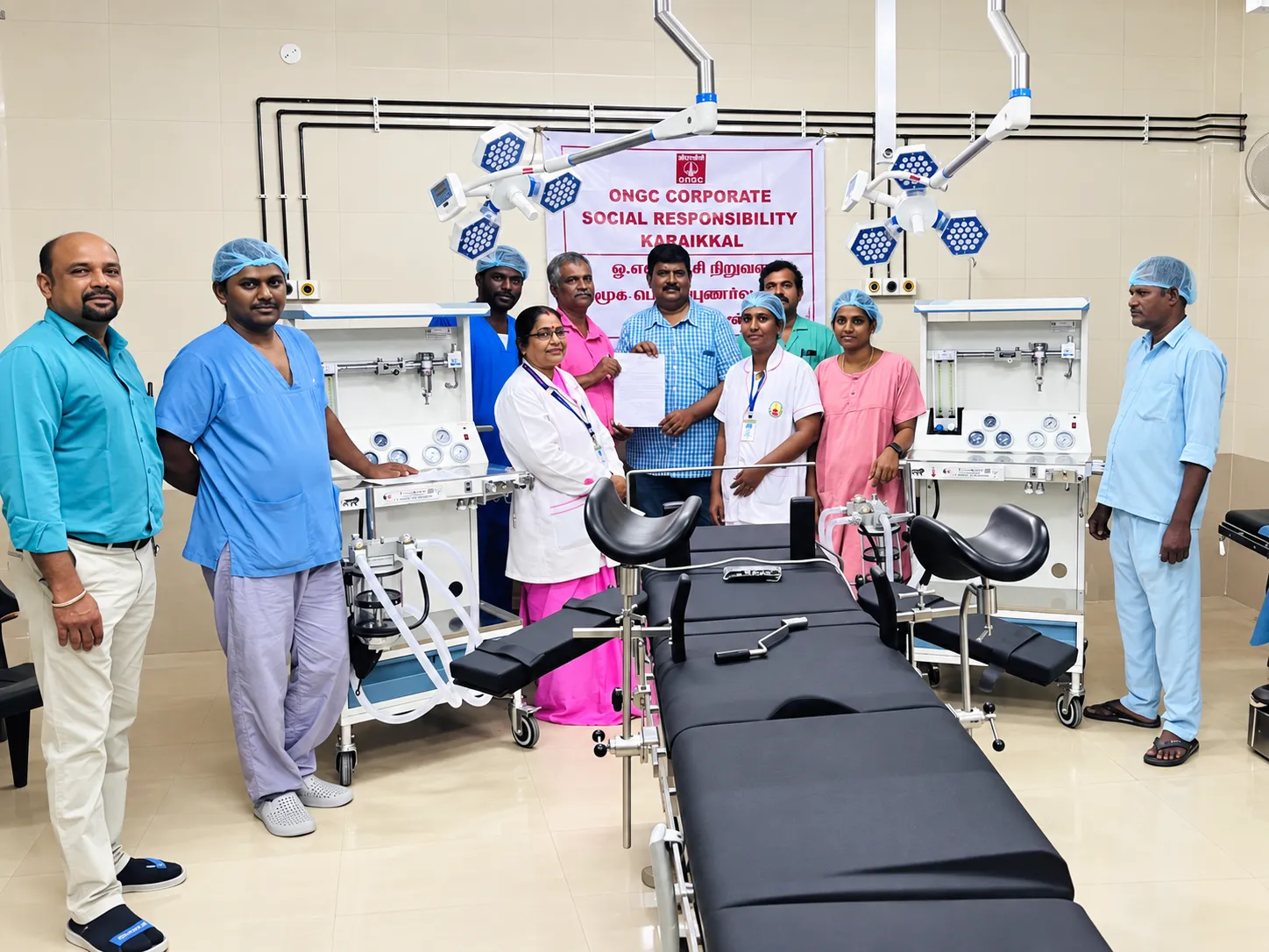 Hospital staff at an operation theatre equipment handover supported by Medisky